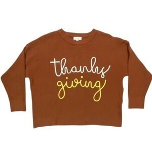 Rio & Rian Thanksgiving Sweater Women's 1X Rust Brown Ribbed Knit Holiday